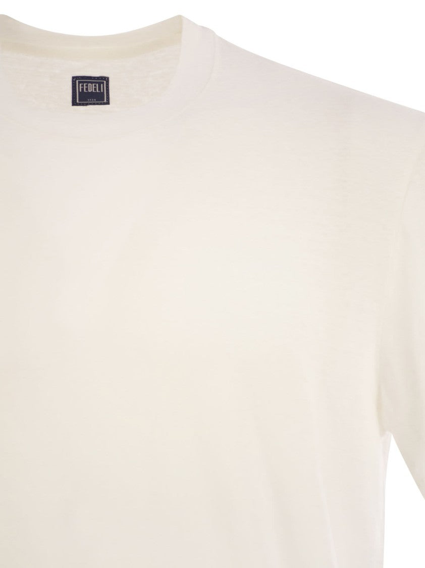 Fedeli Stretch Linen Short-Sleeved T-Shirt