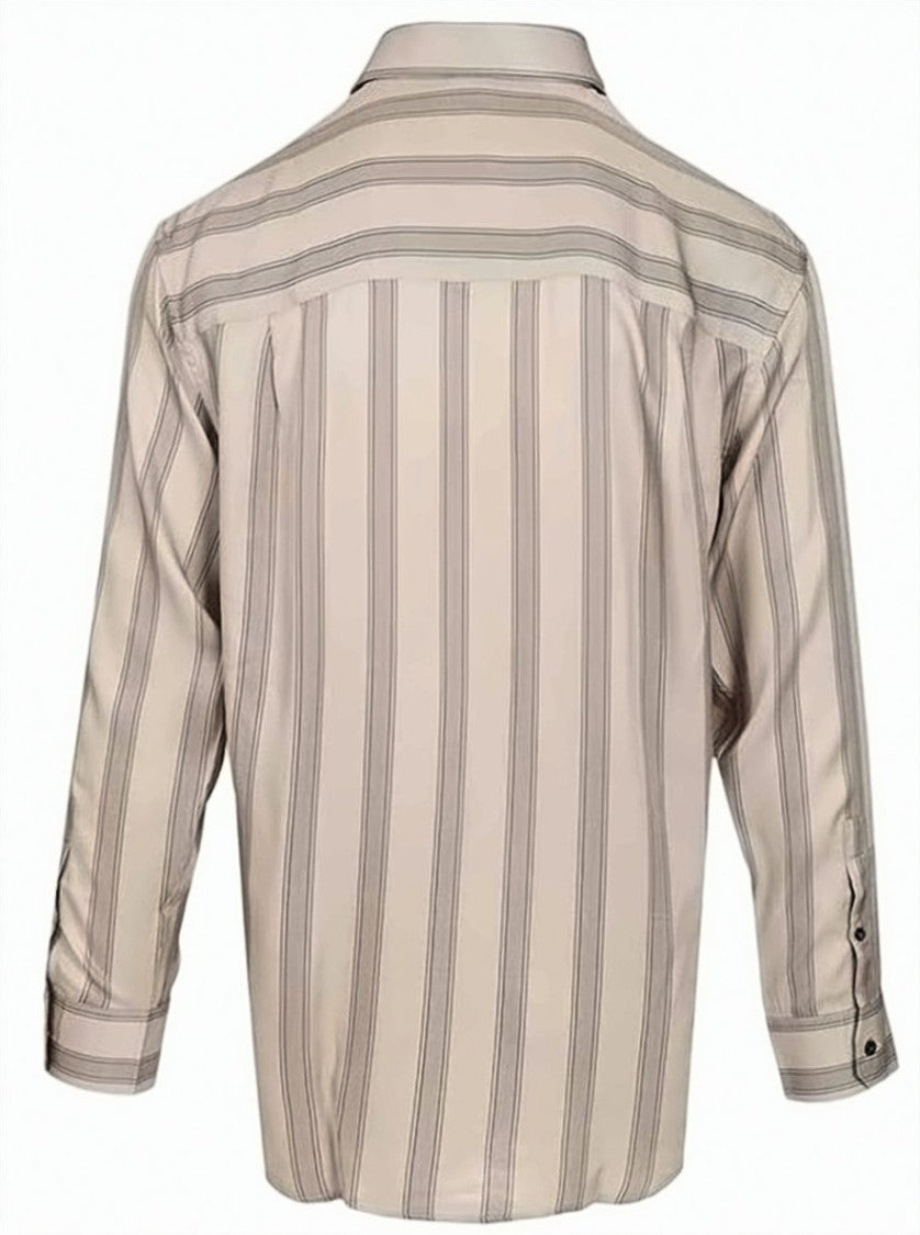 Emporio Armani Striped Flowing Viscose Classic Collar Shirt