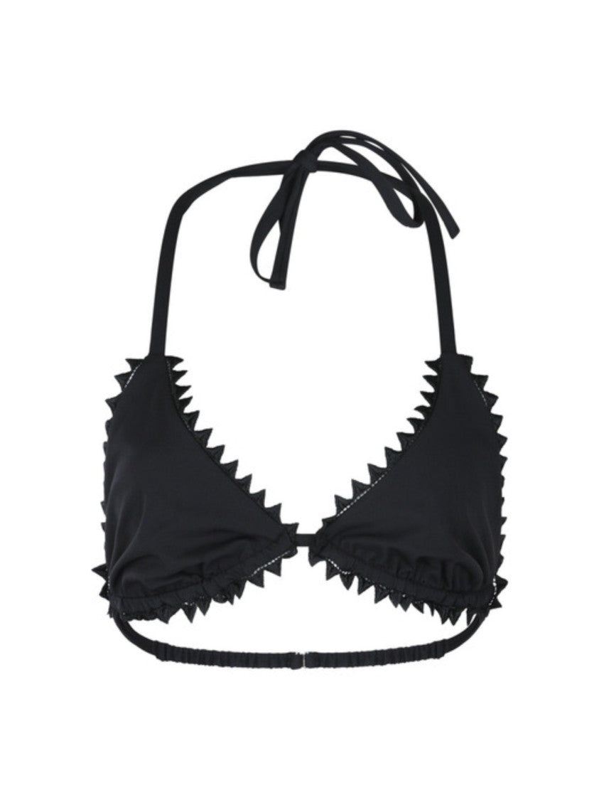 Jacquemus Black Satin Finish Triangle Bikini Top