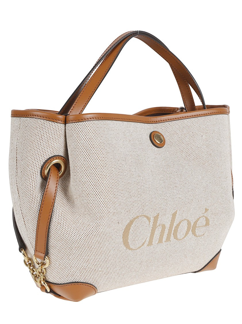 Chloé Double-Handle Cotton Canvas Bag With Calf Leather Trims