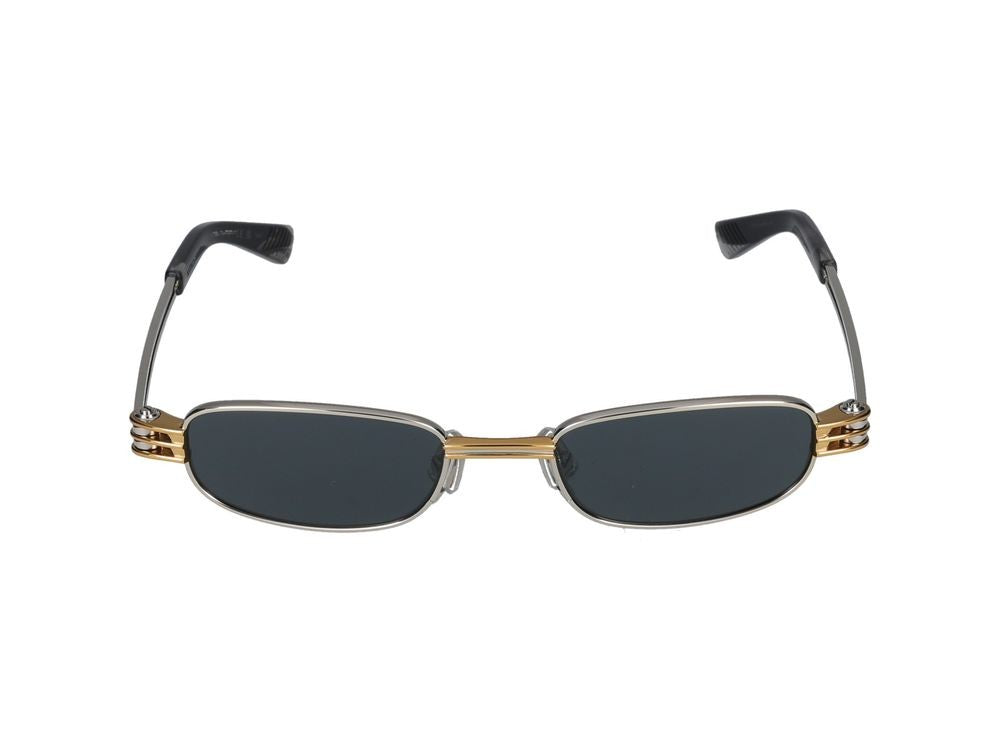 Bottega Veneta Silver Rectangular Metal Frame Sunglasses