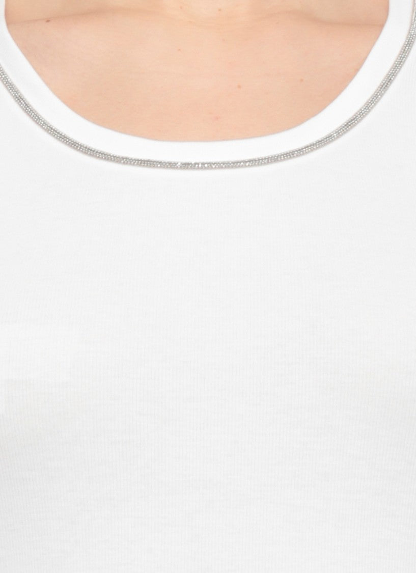 Panicale White Bright Point Cotton Tank Top