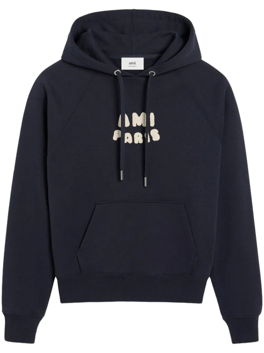 Ami Blue Logo-Print Hoodie
