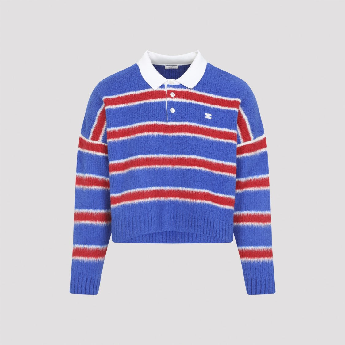 Celine Horizontal Striped Knitted Polo Shirt