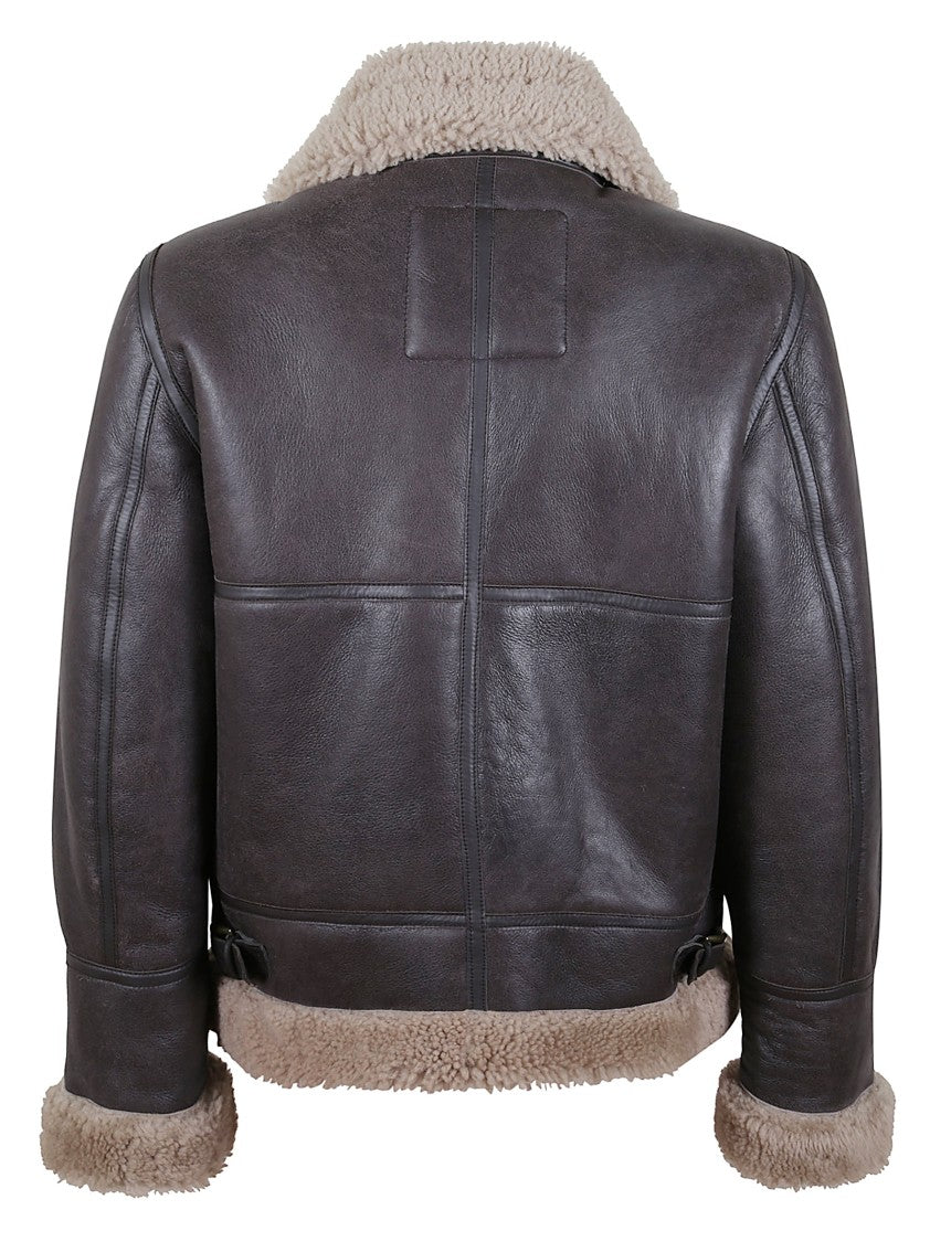 Schott Cordovan Sheepskin Jacket With Embroidered Logo And Adjustable Straps
