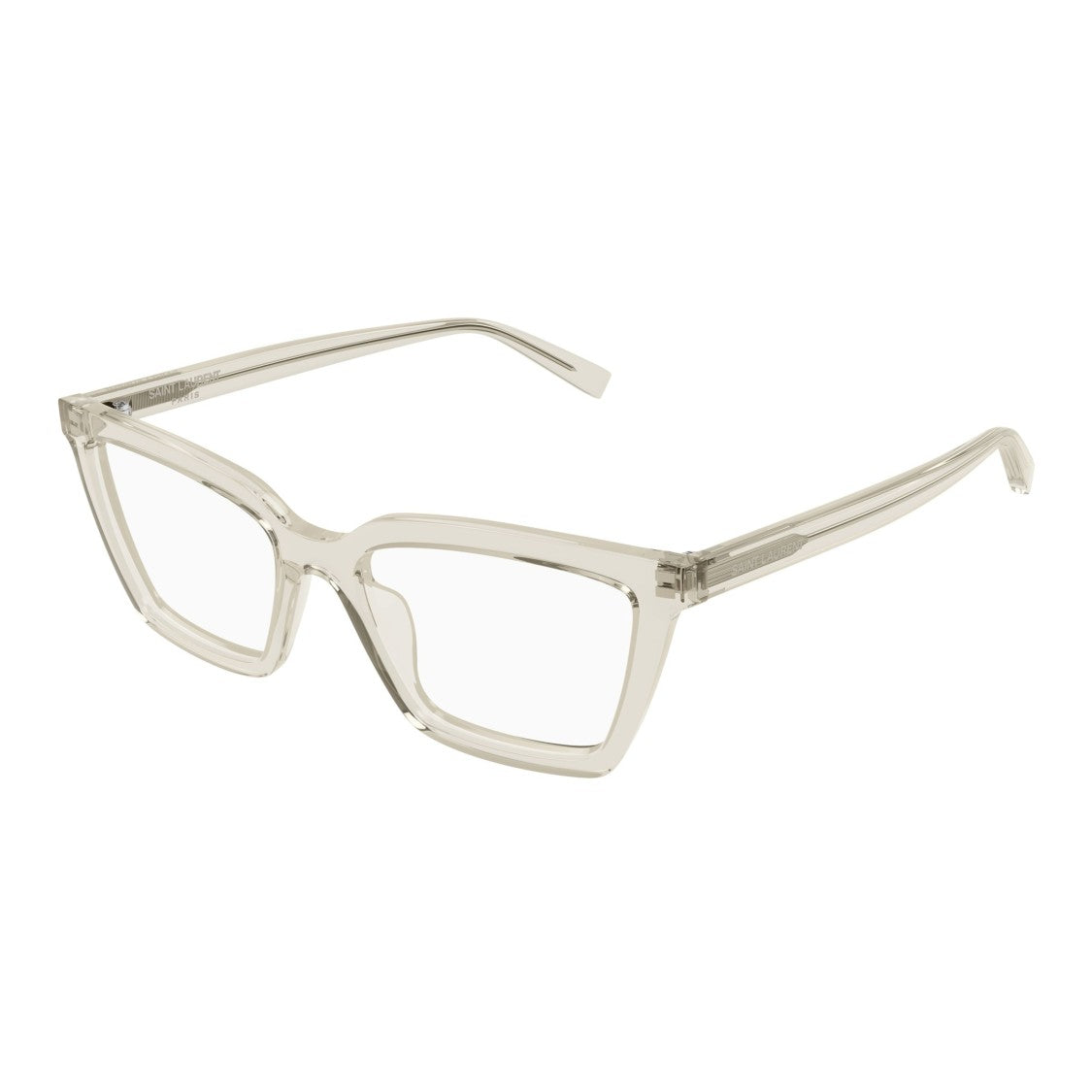 Saint Laurent Oversized Square Frame Eyeglasses In Translucent Recycled Acetate