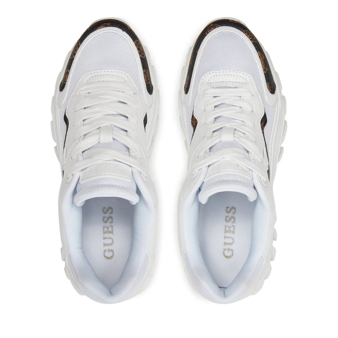 Guess White Nowah Monogram Accent Chunky Sneakers