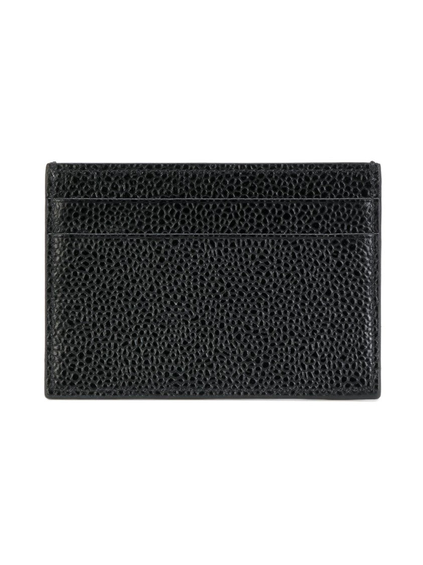 Thom Browne Black Tricolor Accent Gold Logo Leather Wallet
