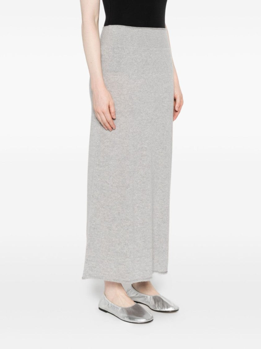 Vanisé Heathered Grey Cashmere Maxi Skirt