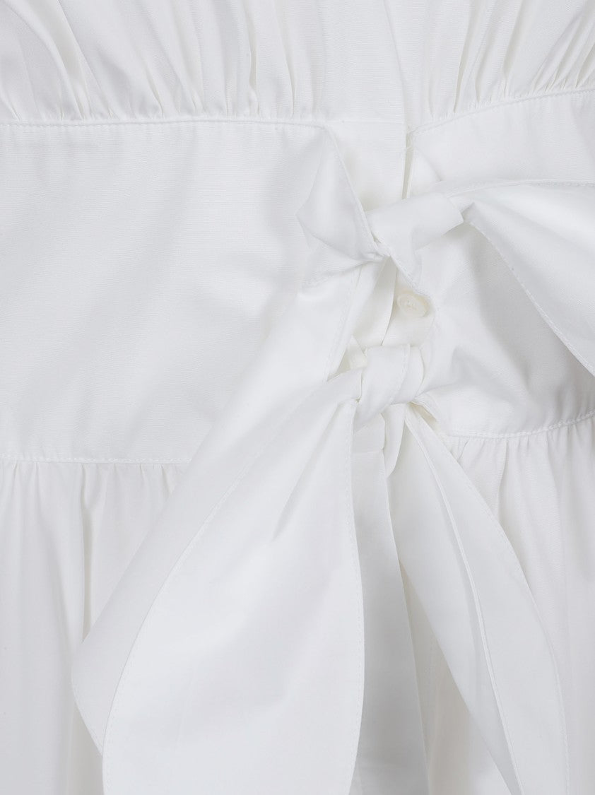 Alaïa Pleated Midi Dress With Front Bow Detail