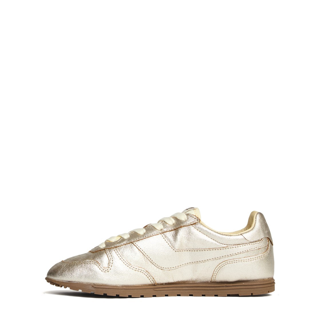 Autry Ivory Platinum Laminated Leather Windspin Low Sneakers
