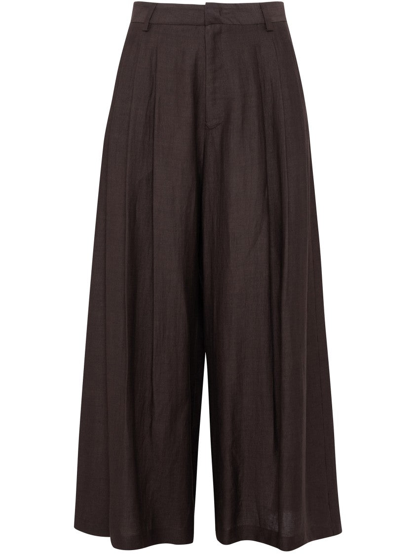 Tela Brown Pantagonna Cookie Wide-Leg Cropped Pants