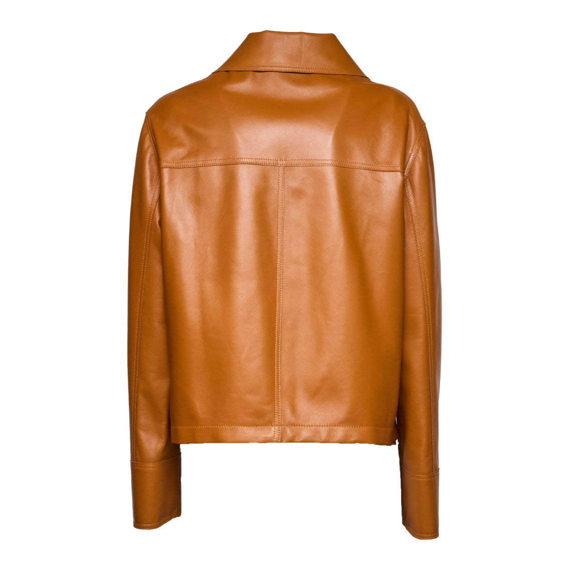 Sword Leather Button Up Collared Leather Jacket