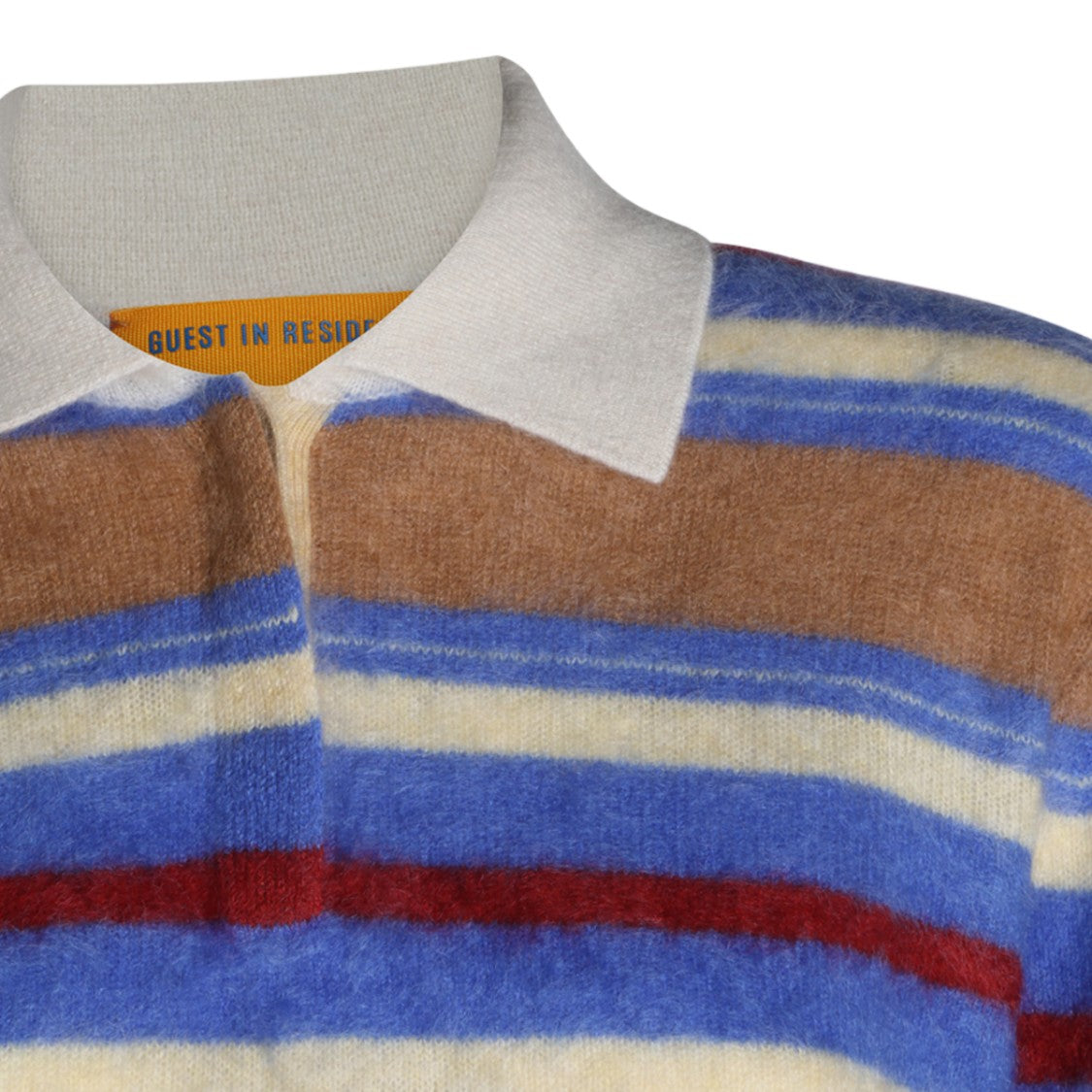 Guest In Residence Striped Long-Sleeve Cotton Polo Shirt