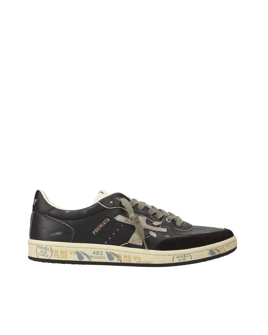 Premiata Black Bsktclay Leather Suede Sneakers