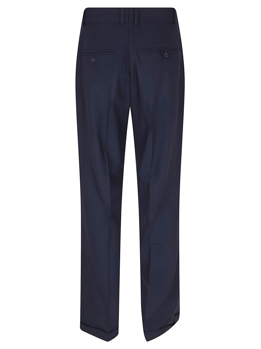 Polo Ralph Lauren Wool Blend Straight Leg Trousers With Defined Pleats