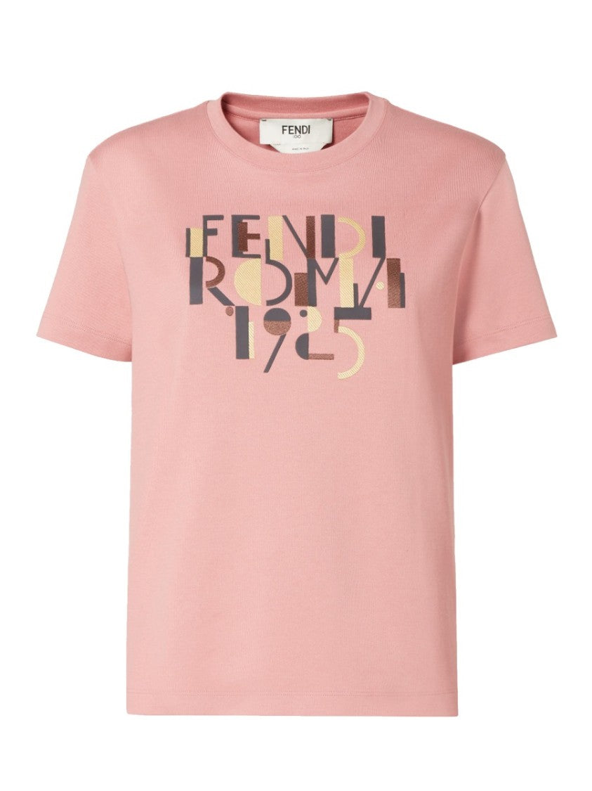 Fendi Pink Cotton Graphic Print T-Shirt