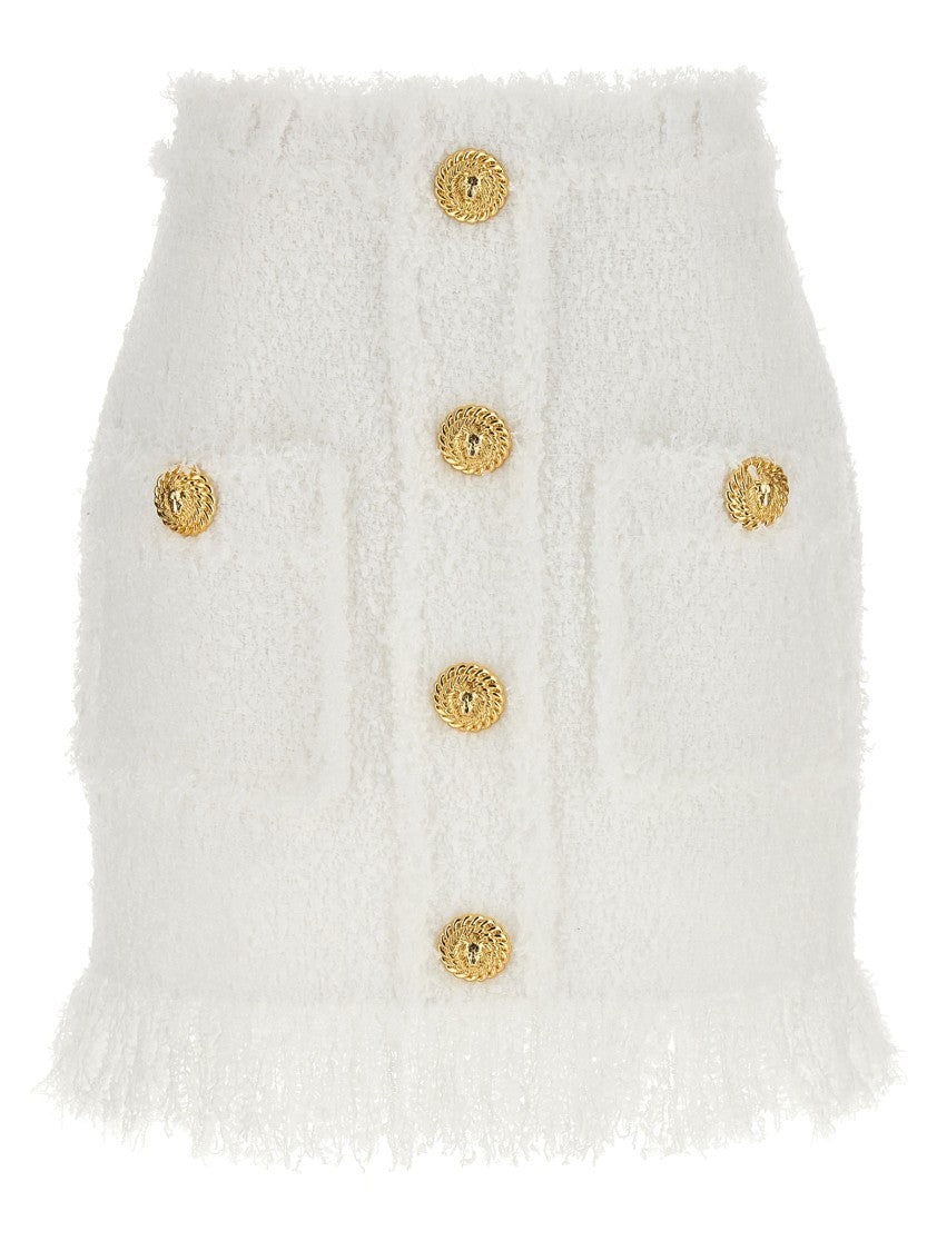 Balmain Button Tweed Skirt