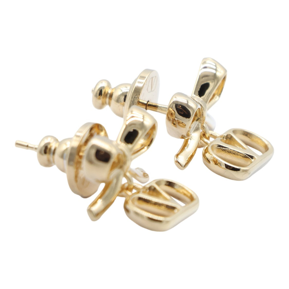 Valentino Garavani Polished Bow Logo Stud Earrings