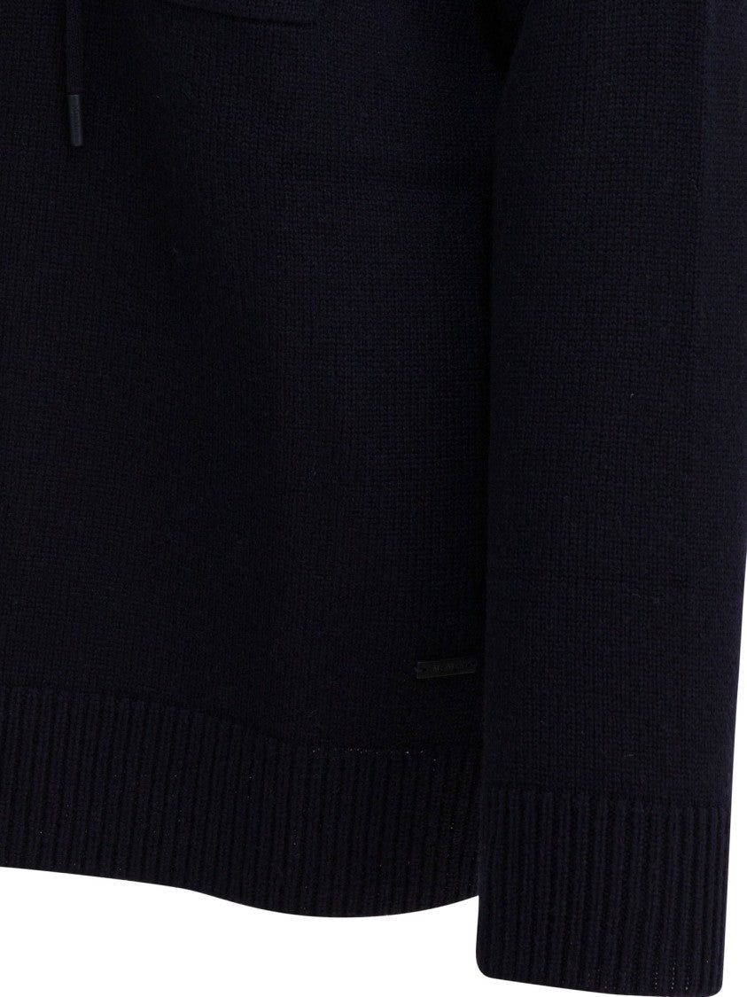 Max Mara Cashmere-Blend Hooded Sweater With Functional Chest Pocket