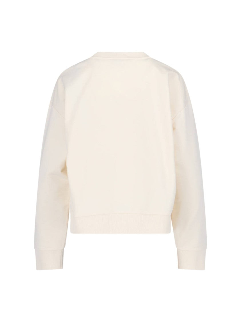 Moncler Crewneck Cotton Sweatshirt With Embroidered Logo And Multicolor Patch