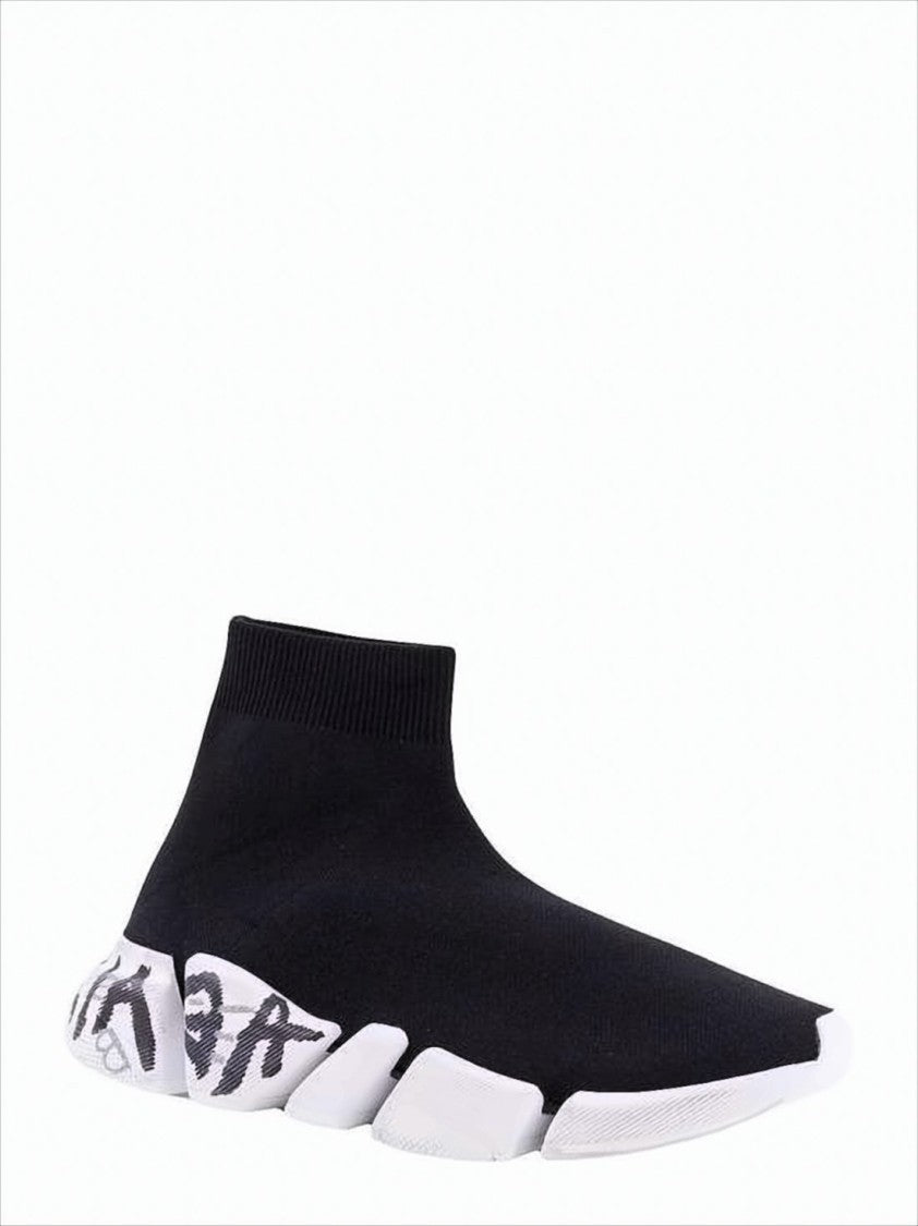 Balenciaga Sock-Style Black Stretch-Knit Sneakers With Chunky Rubber Sole