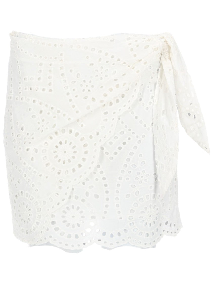 Mc2 Saint Barth White Eyelet Embroidery Cotton Mini Skirt