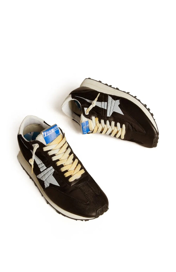 Golden Goose Brown Leather And Textile Sneakers