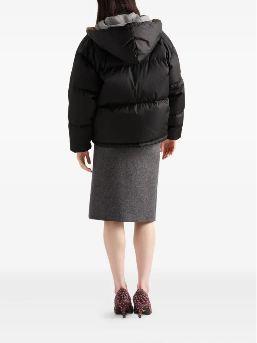 Prada Cropped Puffer Jacket With Contrasting Interior Lining