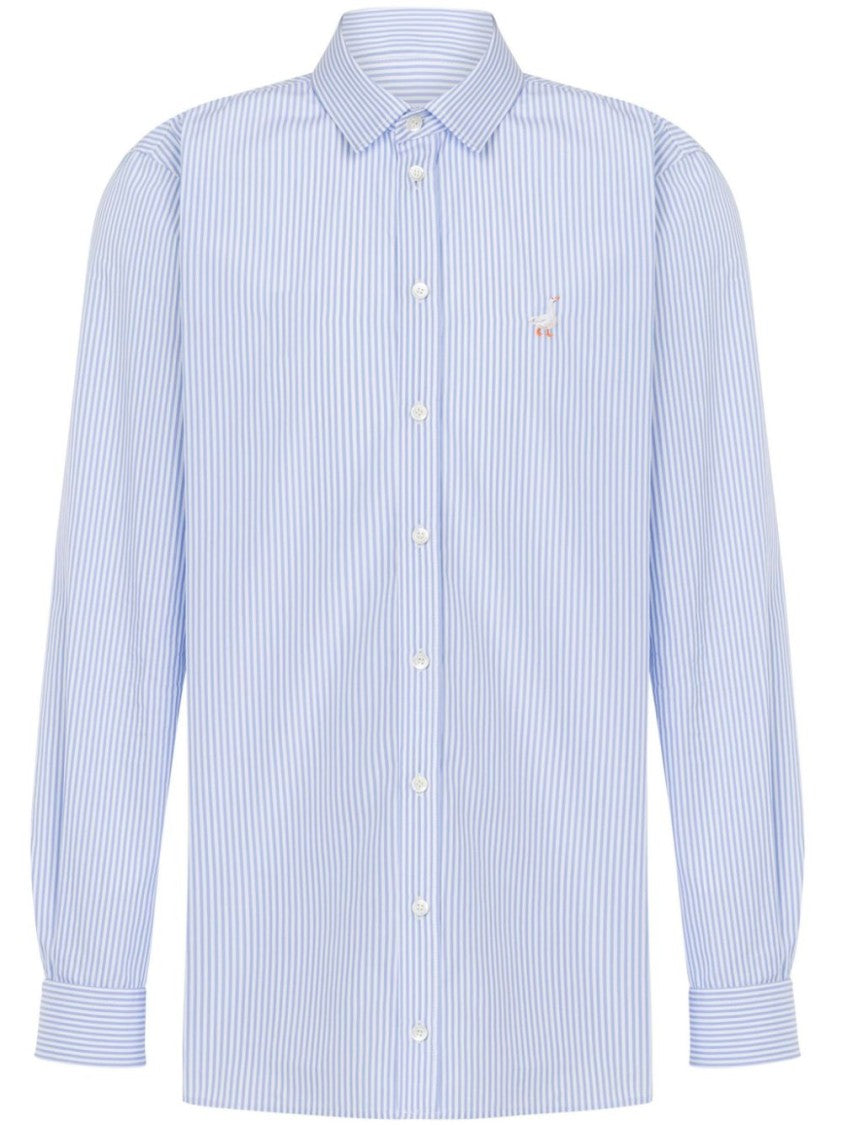 Moschino Light Blue Vertical Stripe Poplin Shirt