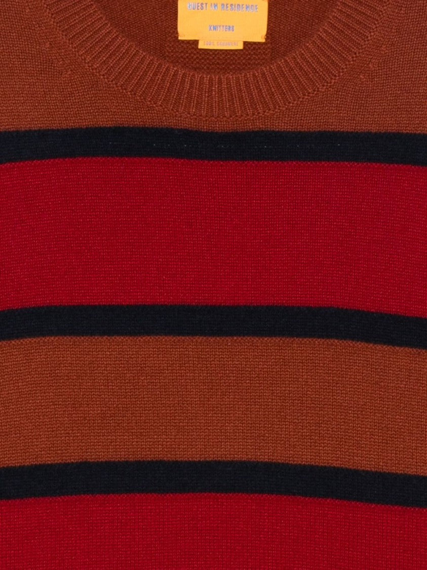 Guest In Residence Relaxed Fit Horizontal Striped Sweater With Ribbed Details