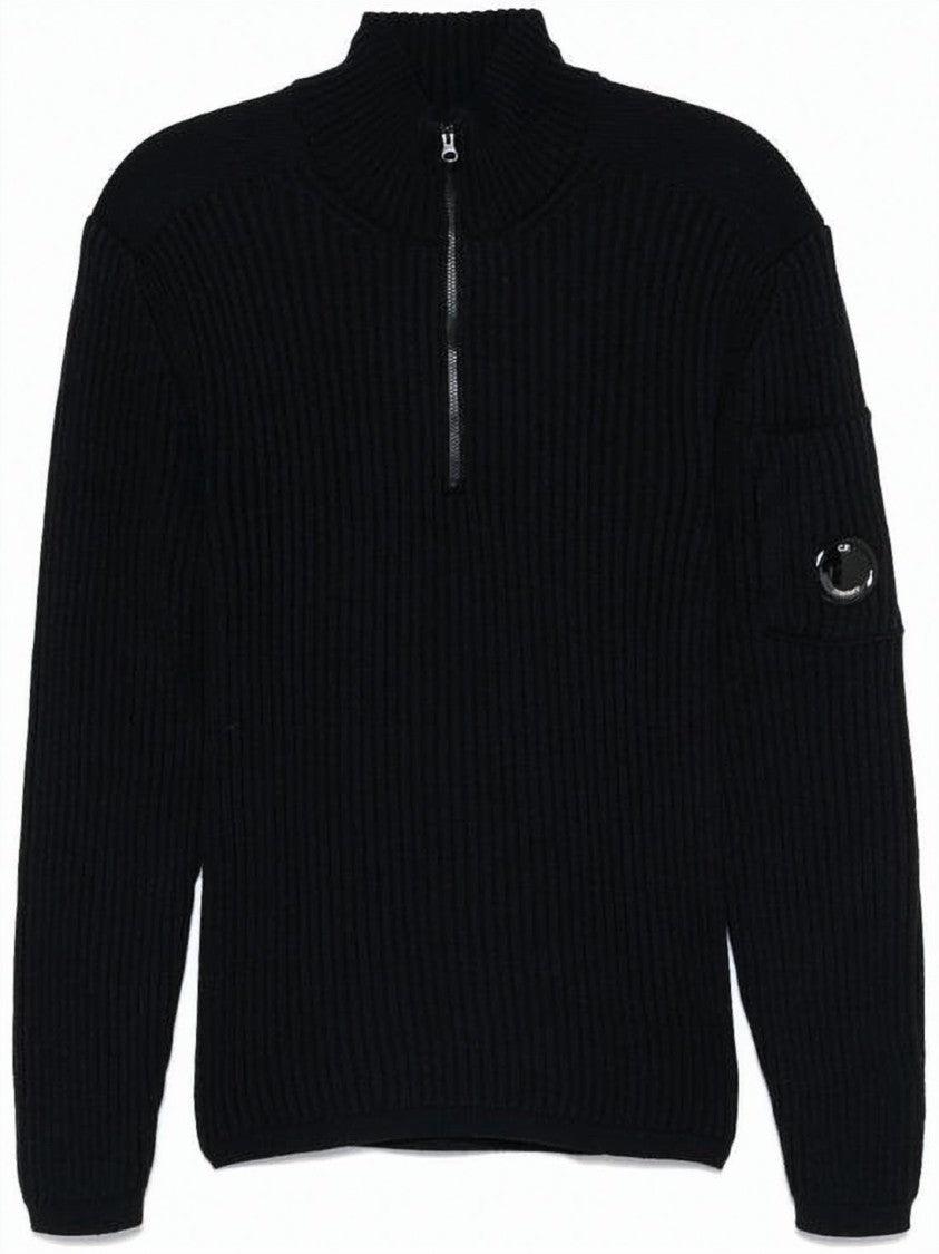 C.P. Company Ribbed Knit Turtleneck Sweater With Half-Zip