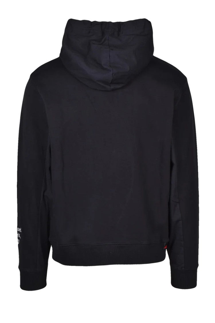 Replay Black Men Cotton Zip Hoodie