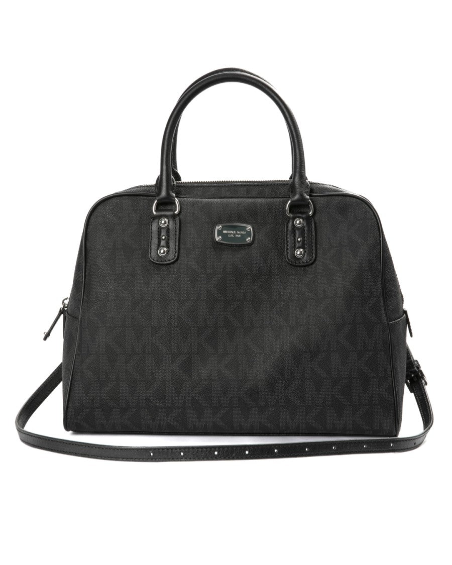 Michael Kors Black Mk Logo Medium Canvas Dome Bag