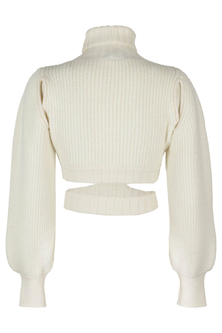 Andreâdamo Ribbed Crop Pullover With High Neck