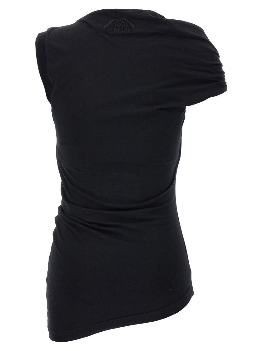 Mcqueen Asymmetrical Stretch Cotton Top With Knot Detail