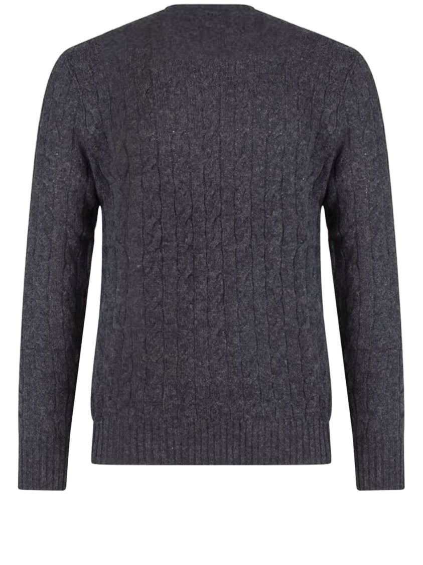 Polo Ralph Lauren Dark Gray Cable Knit Crewneck Wool-Blend Sweater