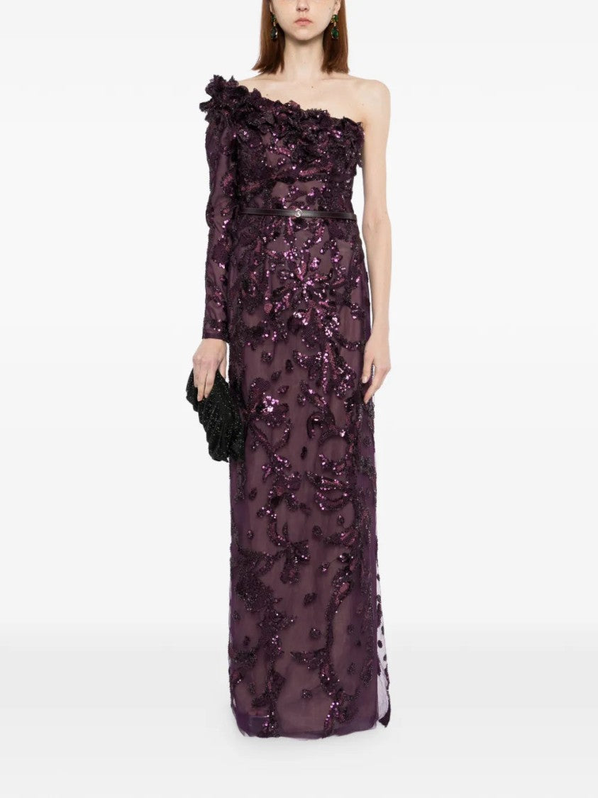 Saiid Kobeisy One-Shoulder Embroidered Tulle Dress