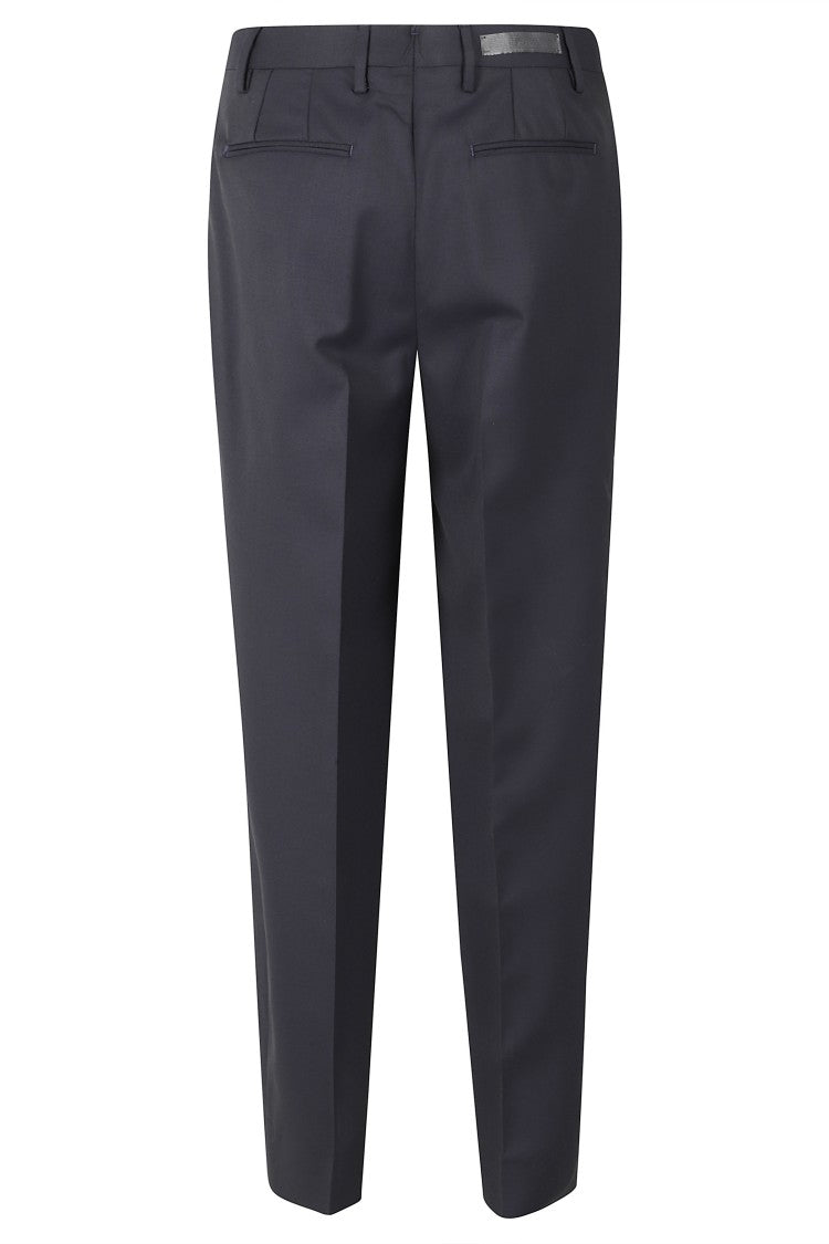 Briglia Blue Ankle-Length French-Fold Wool-Blend Pants