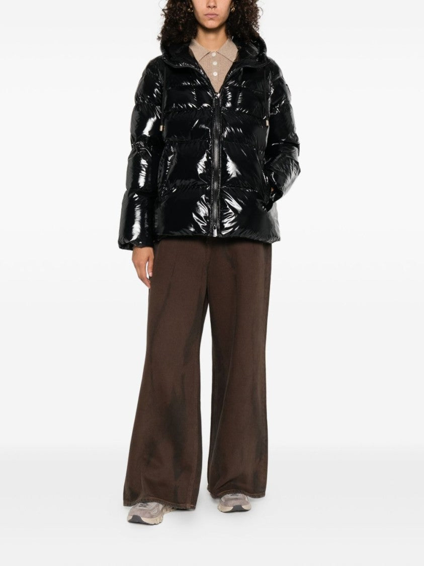 Pinko Glossy Puffy Coat With Hood And Relaxed Fit