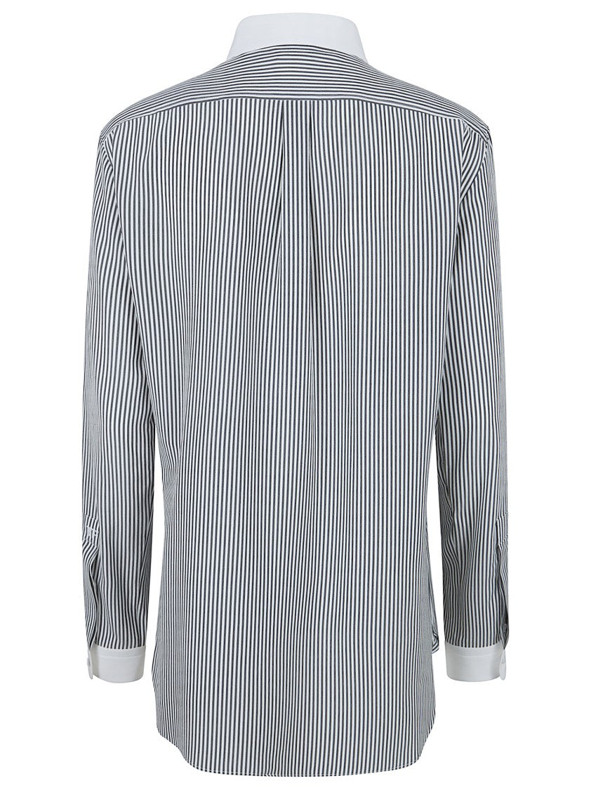 Tom Ford Silk Shirt With Vertical Stripes And Contrasting Details