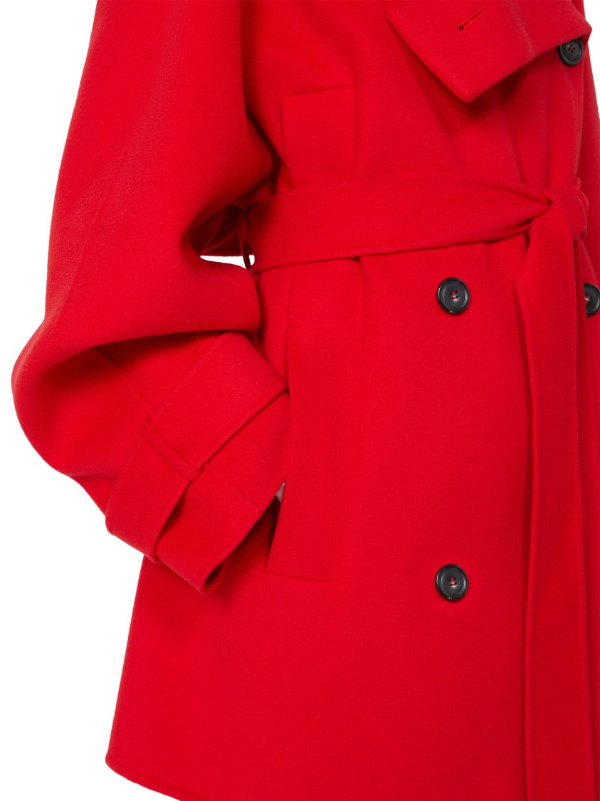 Max Mara Tailored Red Virgin Wool Coat With Classic Silhouette