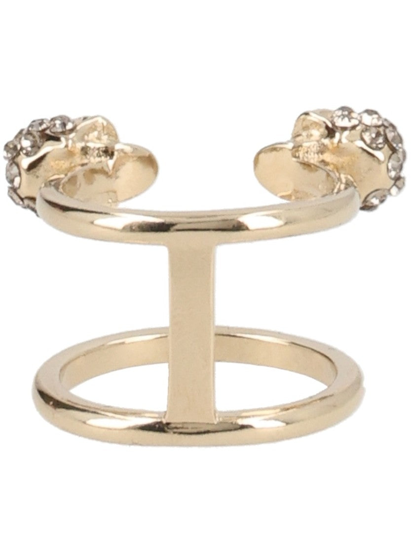 Alexander Mcqueen Skull Double-Band Brass Ring