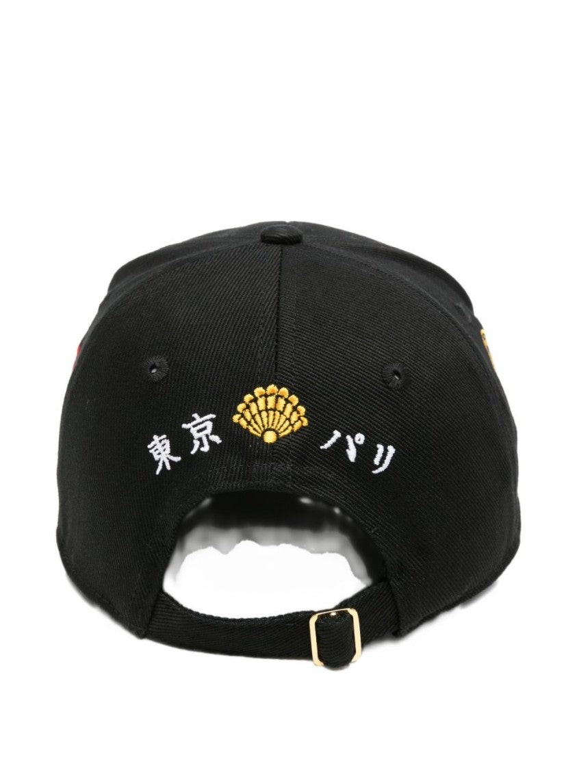 Casablanca Embroidered Black Cotton Baseball Cap