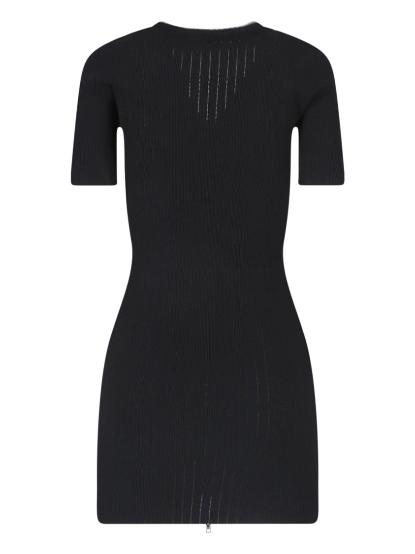 Alexander Wang Fitted Mini Dress With V-Neckline And Front Zip Closure