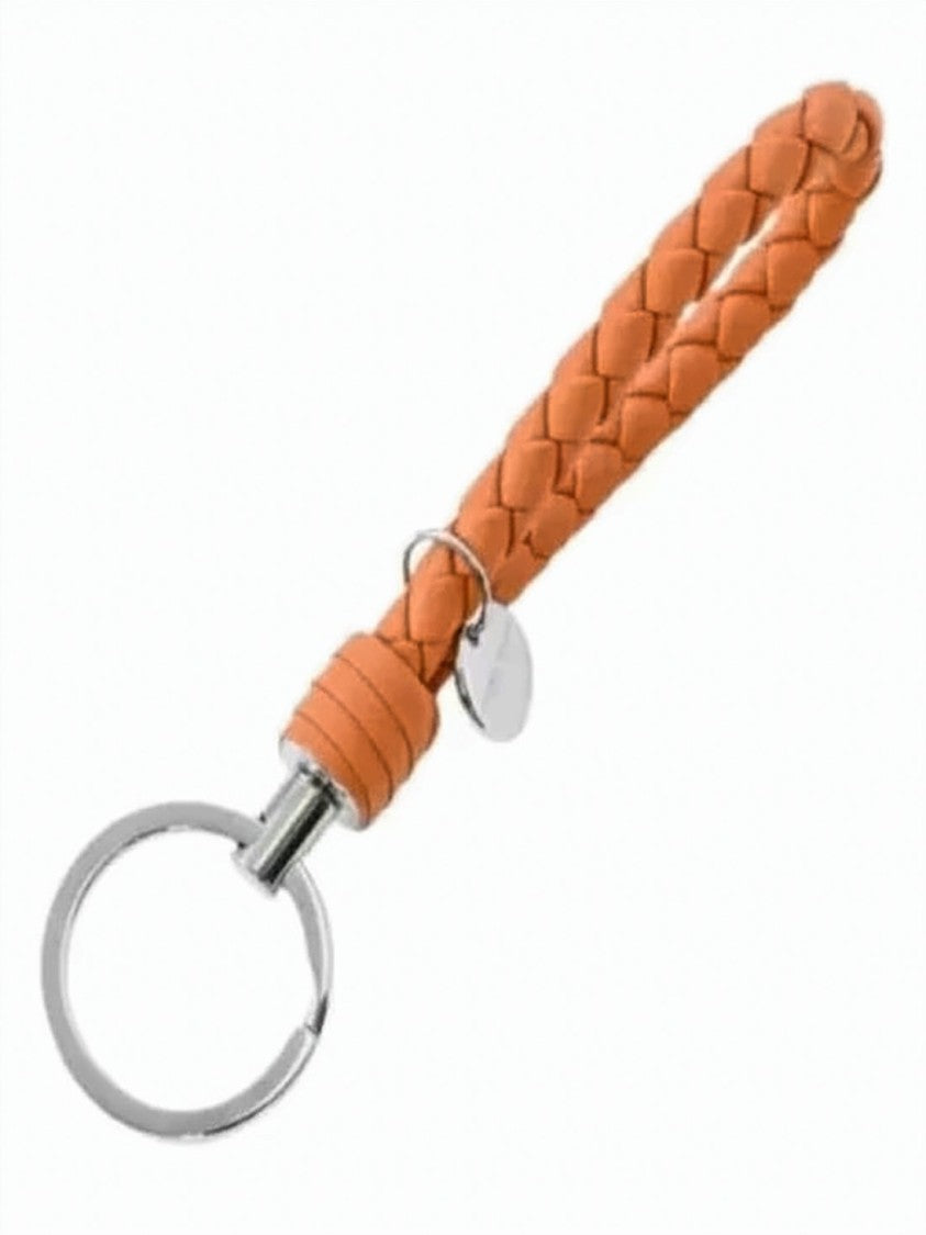 Bottega Veneta Braided Leather Keyring With Polished Metal Ring