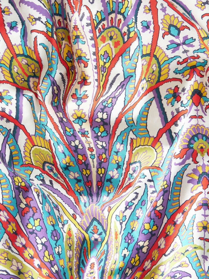 Etro Floral Embroidered Midi Dress With Square Neckline