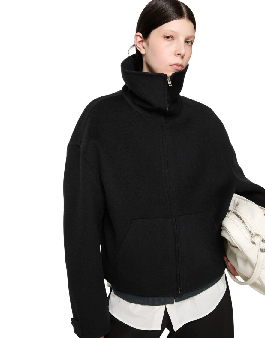 Acne Studios Black Cashmere Wool High Neck Jacket