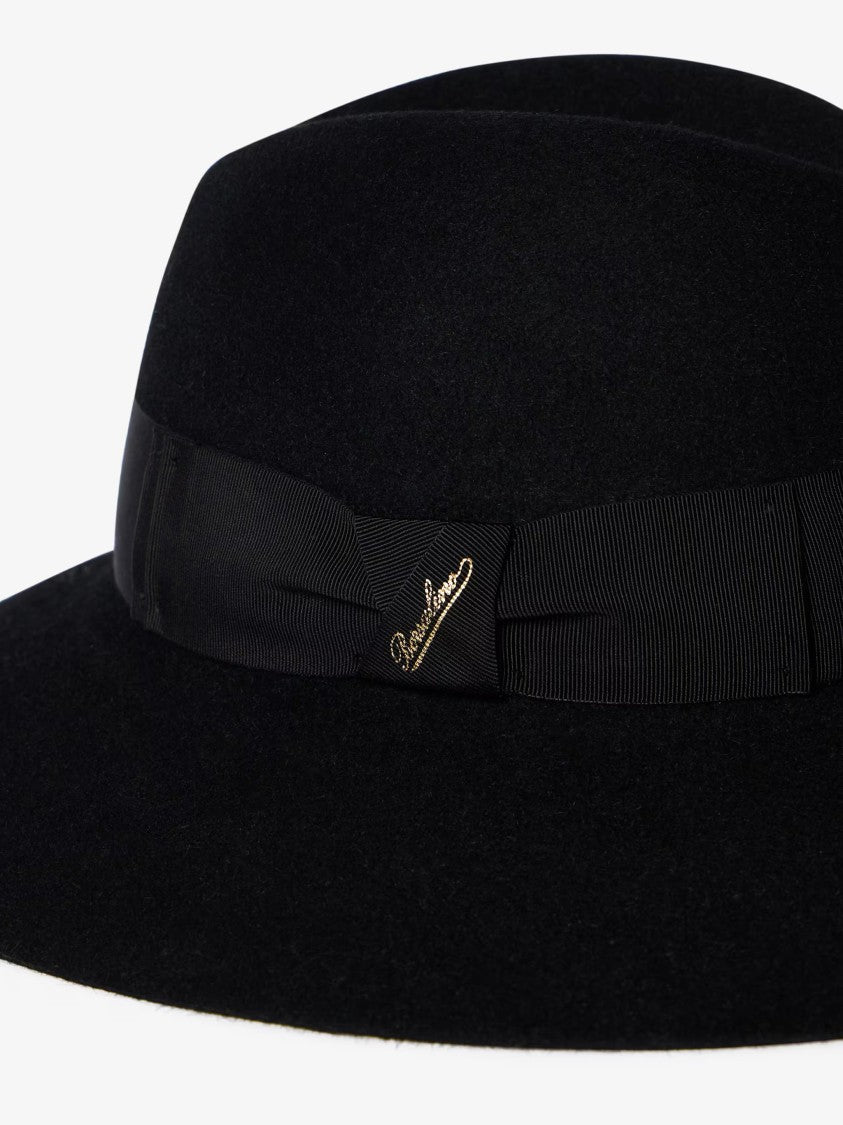 Borsalino Claudette Wide-Brimmed Grosgrain Ribbon Hat