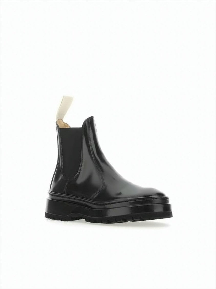 Jacquemus Polished Leather Ankle Boots With Elastic Side Panels
